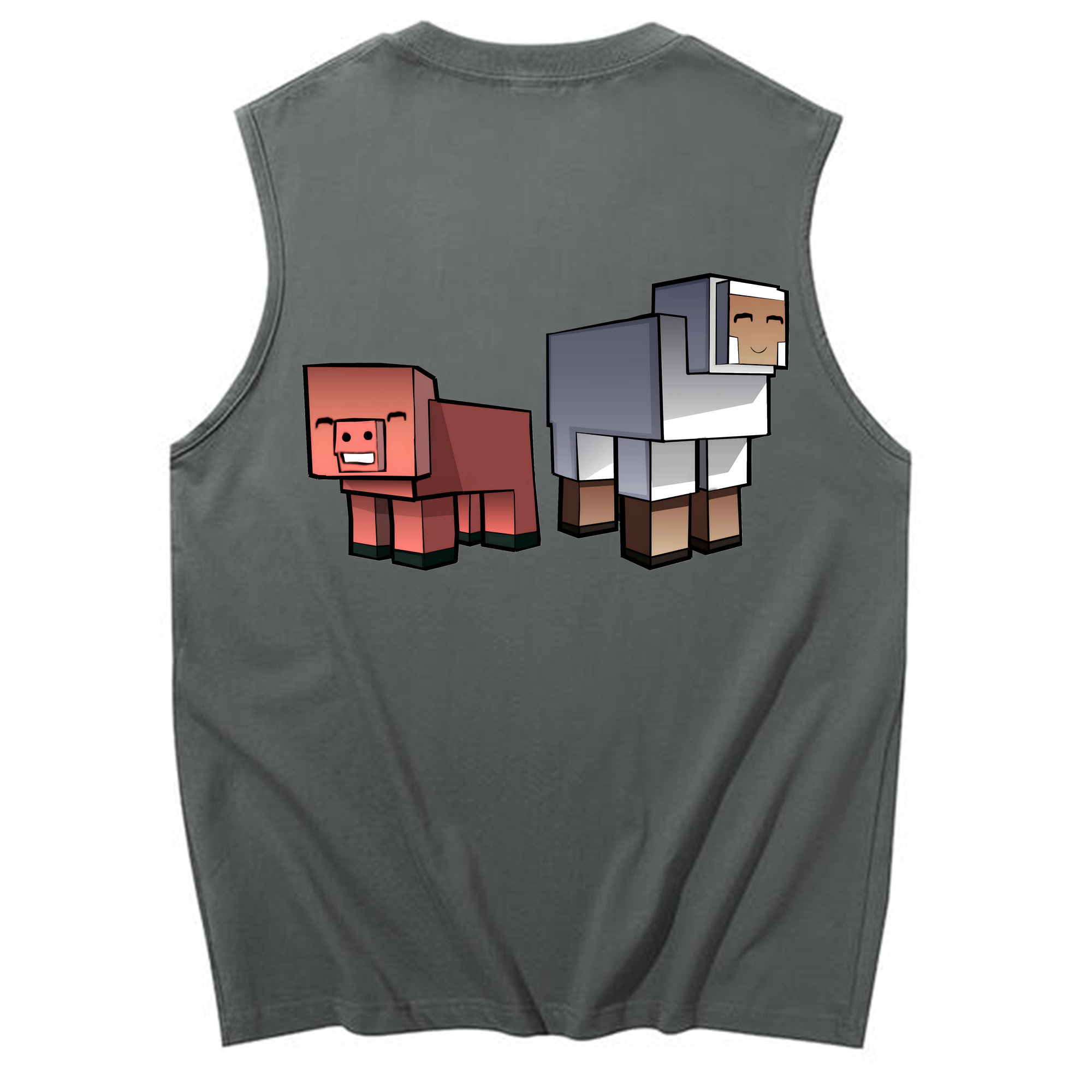 （画像用） マインクラフト ブロックの世界 Minecraft MC Block world コットン100％タンクトップ（背面プリント）